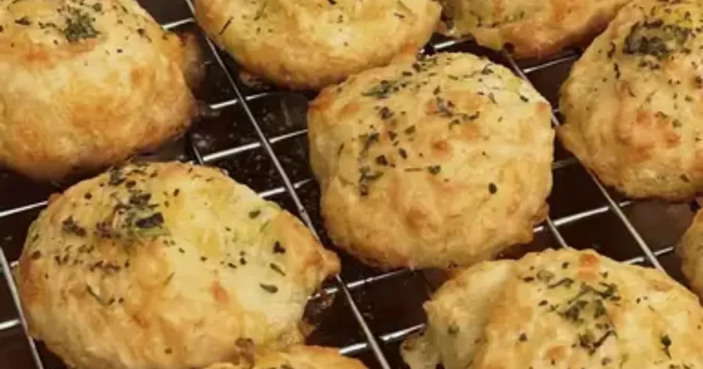 Golden-brown Cheddar Bay biscuits made with milk