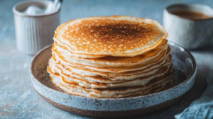 Homemade Pancakes with Honey and Cream