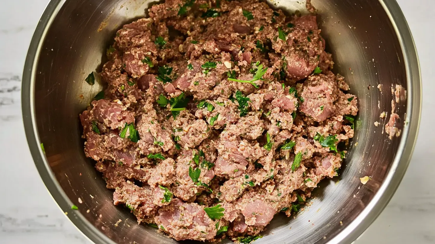 Seasoned Kofta Kebab Mixture in a Bowl