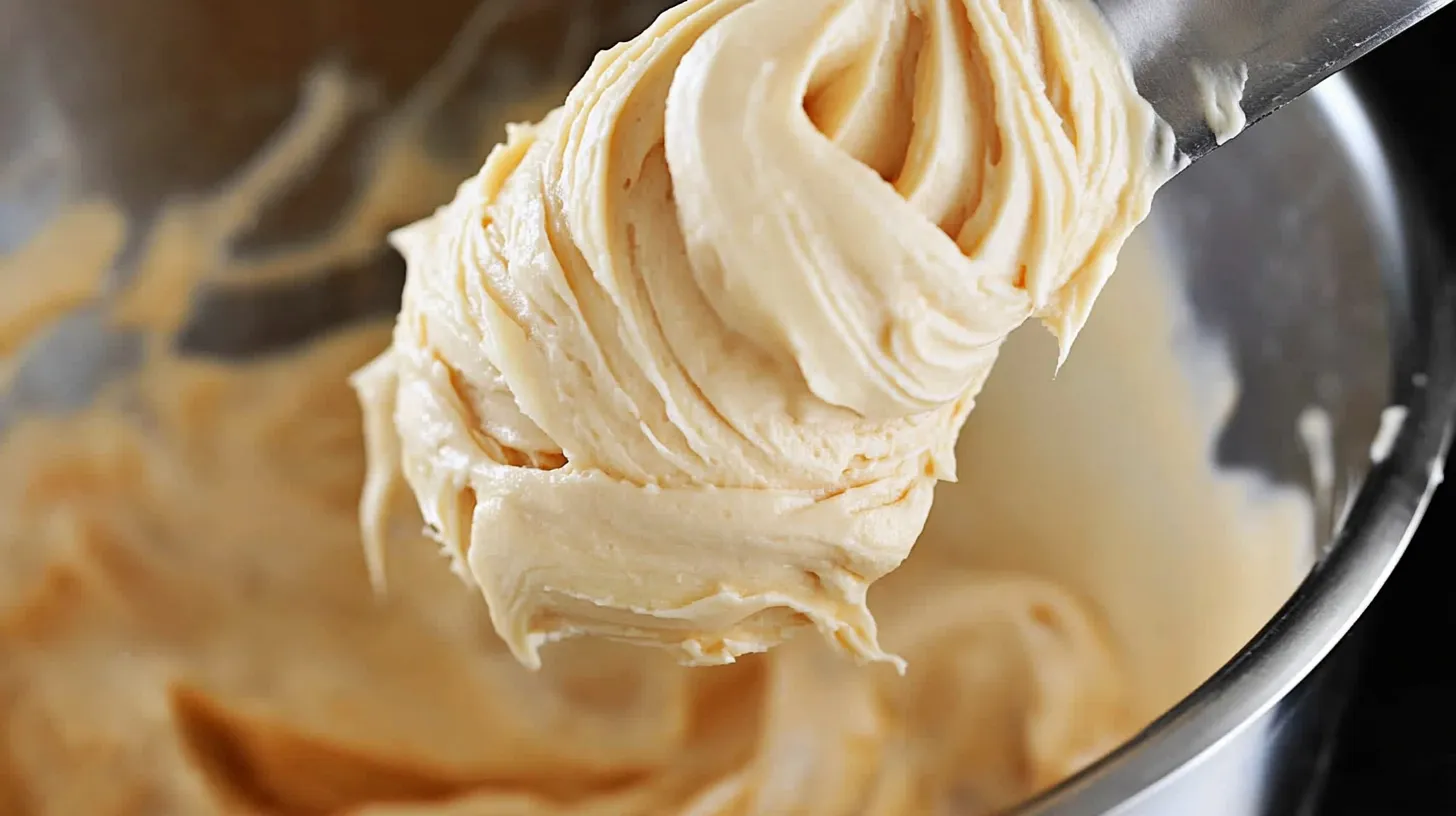 Silky Smooth Salted Caramel Frosting on a Spatula