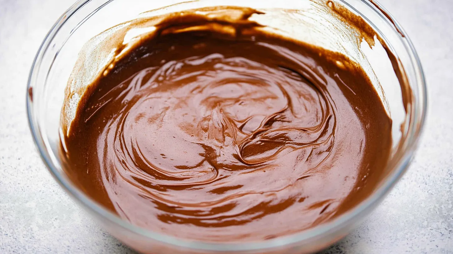 Smooth and Velvety Chocolate Cake Batter in a Bowl