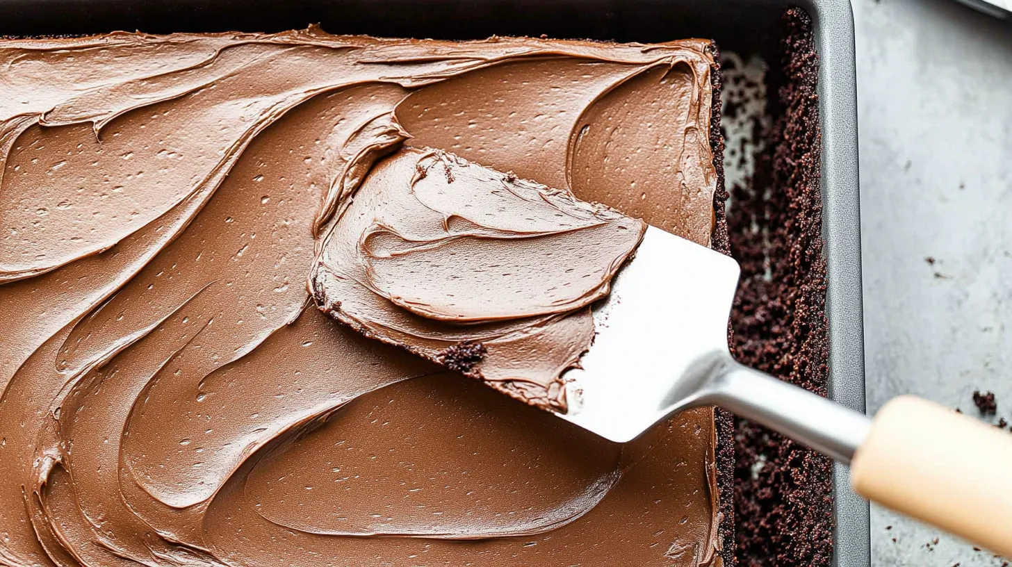 Spreading Chocolate Frosting Over a Baked Cake
