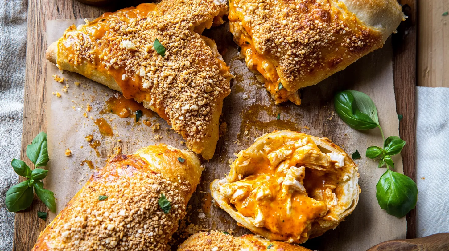 Buffalo Chicken Turnovers with Crispy Topping
