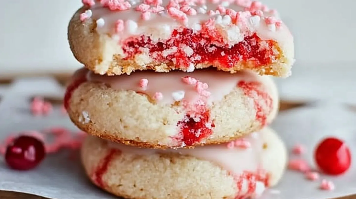 Soft & Chewy Cherry Shortbread Cookies