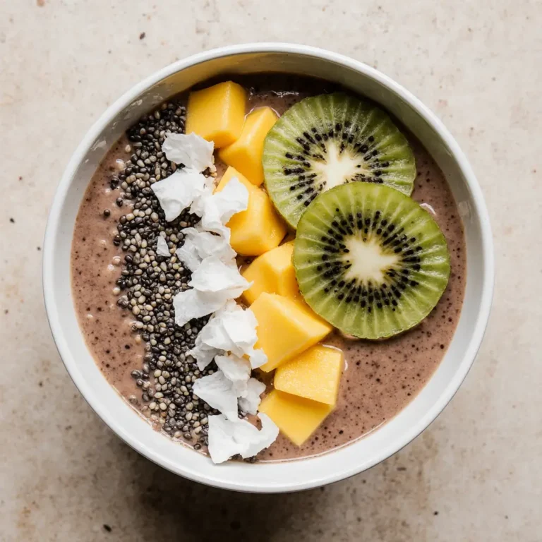 Smoothie recipes with passion fruit in a bowl topped with seeds and fruits
