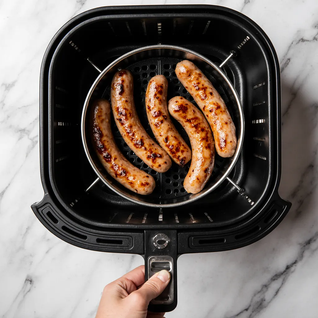 Air Fryer Bratwurst Mid-Cook – Perfect Texture in Progress