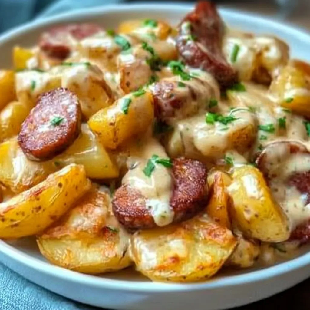 Cheesy Ranch Potatoes and Smoked Sausage